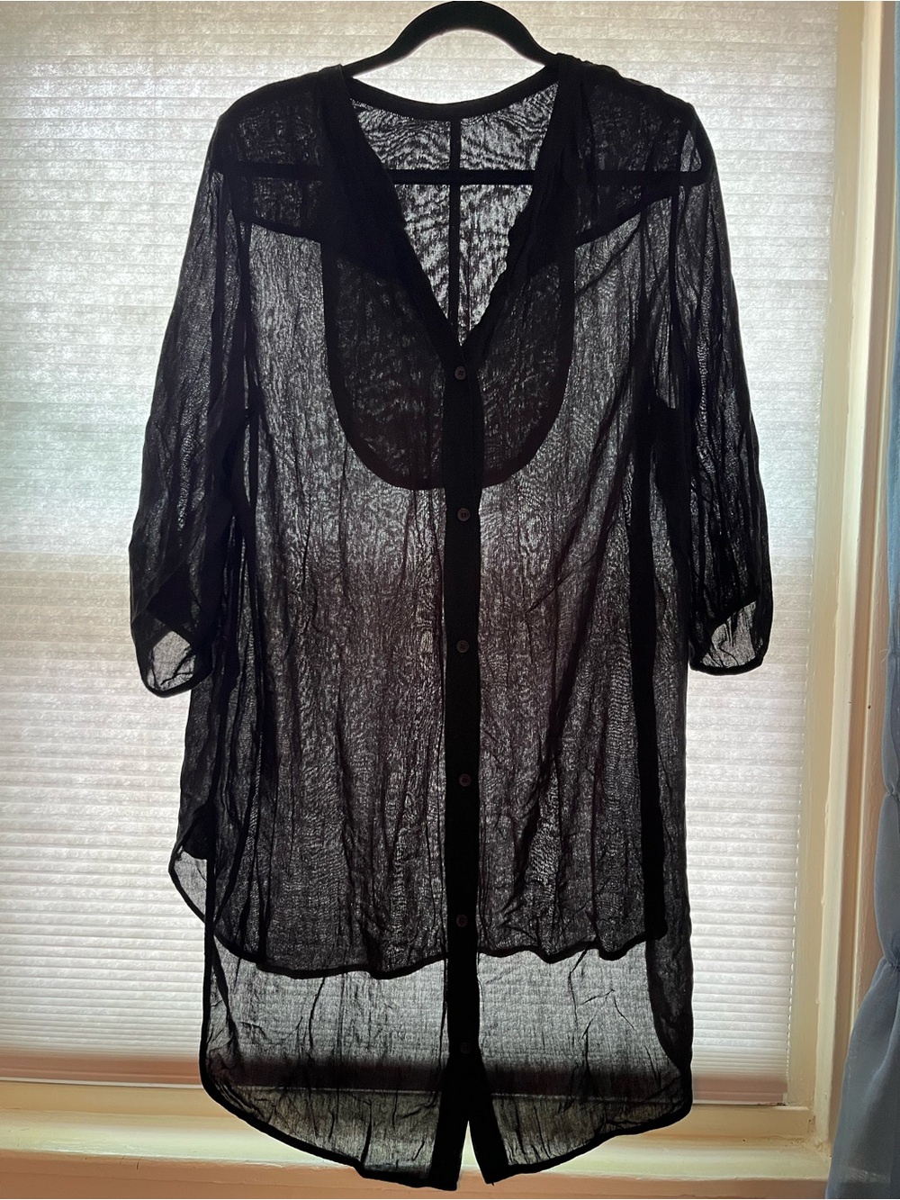 Raquel Allegra Black Sheer Draped Cover-Up